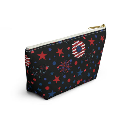 Starry Night America Accessory Pouch with T-bottom Pouch for Makeup Small Bag for School Supplies Cute Summer Zipper Pouch