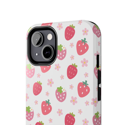 Strawberries and Daisies Tough Phone Case for iPhone and Samsung Galaxy