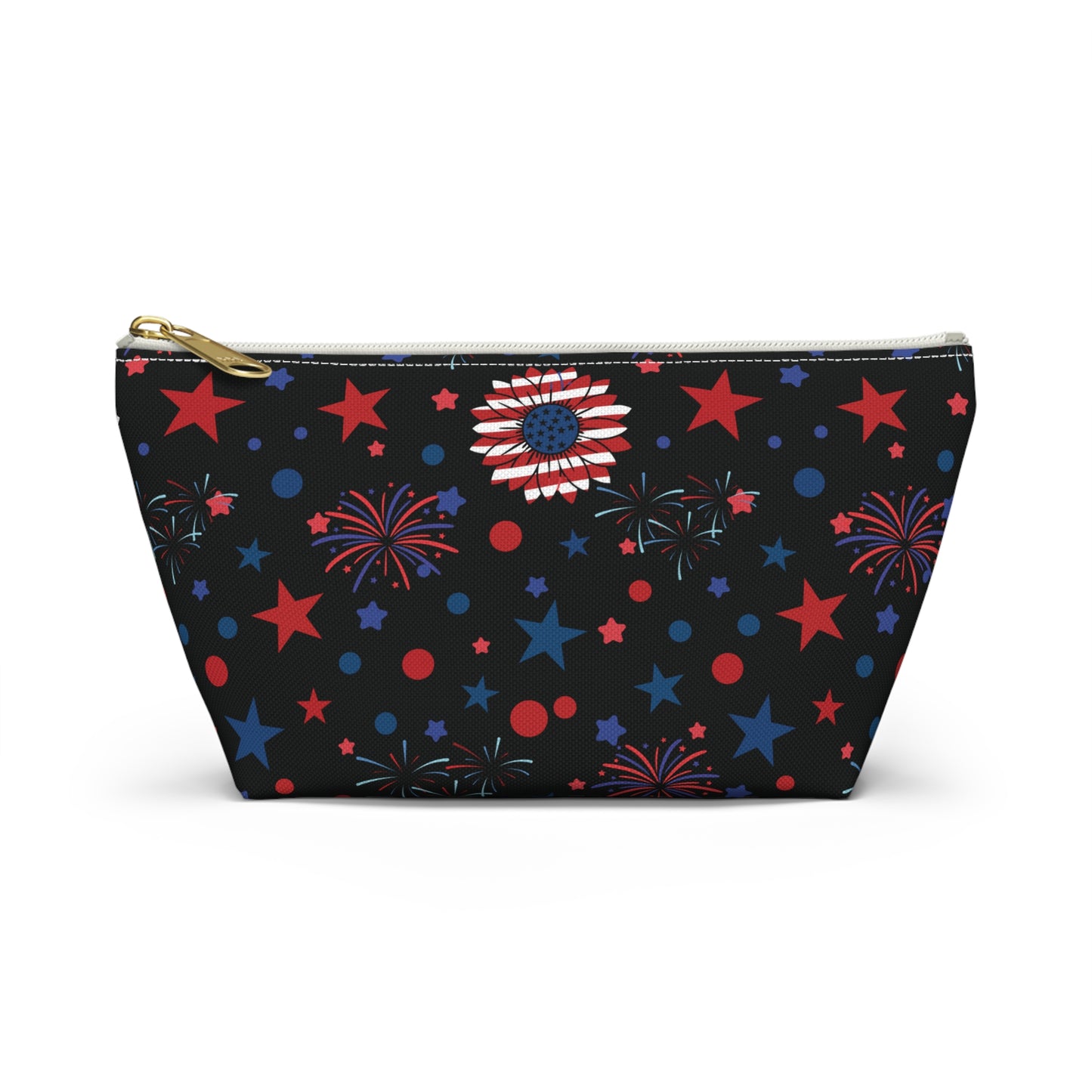 Starry Night America Accessory Pouch with T-bottom Pouch for Makeup Small Bag for School Supplies Cute Summer Zipper Pouch