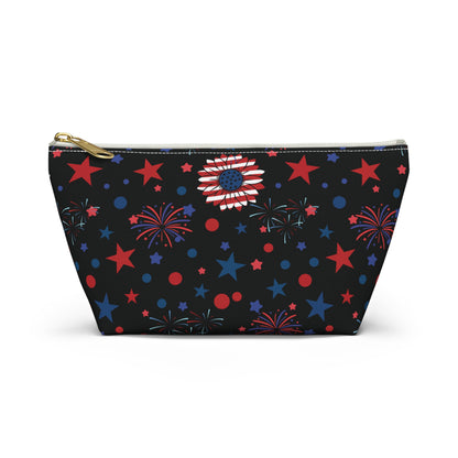 Starry Night America Accessory Pouch with T-bottom Pouch for Makeup Small Bag for School Supplies Cute Summer Zipper Pouch