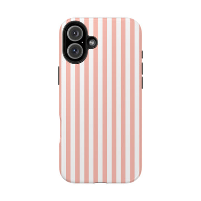 Coral Pink Stripes Tough Phone Case for iPhone and Samsung Galaxy