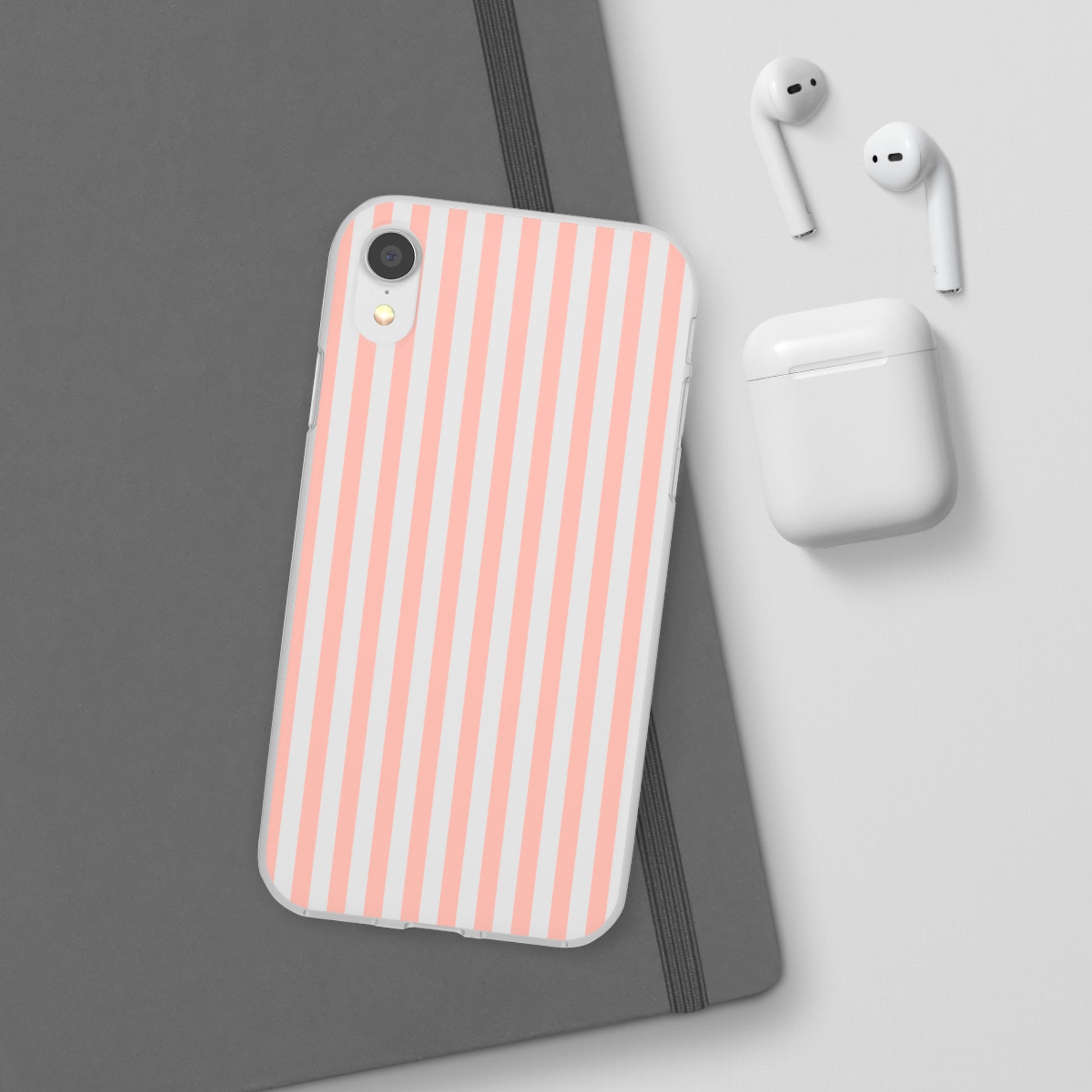 Coral Pink Stripes Flexible Phone Case iPhone Case Samsung Galaxy - Phone Case - Kristine Celestine