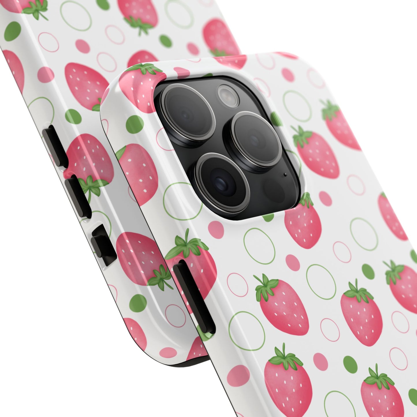 Pink Strawberry Bubbles Tough Phone Case for iPhone and Samsung Galaxy