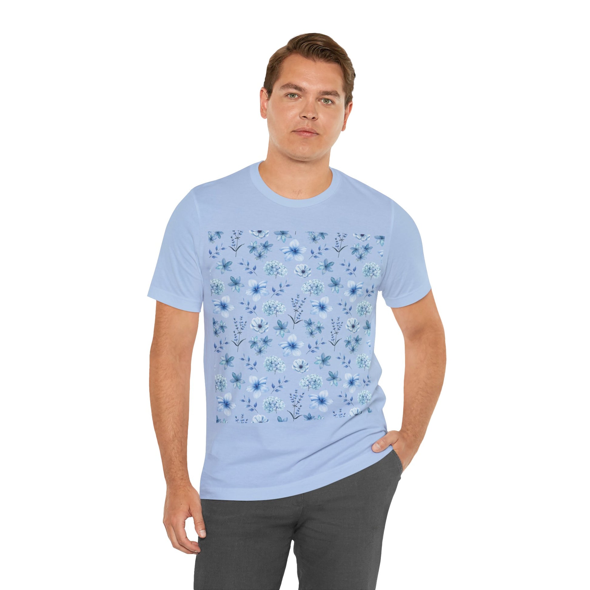 Snowy Blue Flowers Unisex Shirt - T - Shirt - Printify - Kristine Celestine