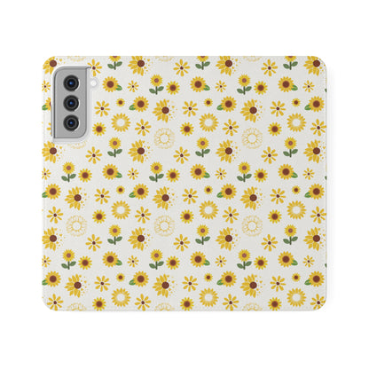 Sunflower Burst Flip Phone Case Cover with Pockets - Phone Case - Kristine Celestine