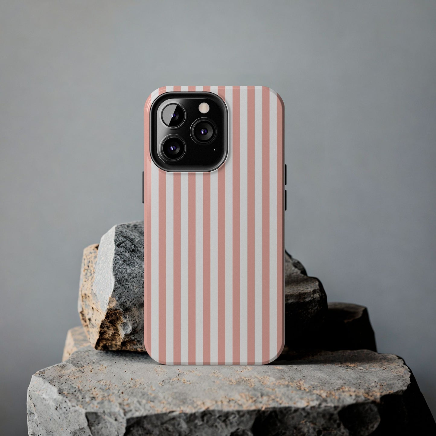 Coral Pink Stripes Tough Phone Case for iPhone and Samsung Galaxy