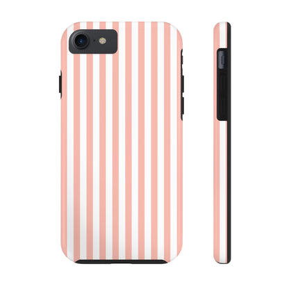 Coral Pink Stripes Tough Phone Case for iPhone and Samsung Galaxy