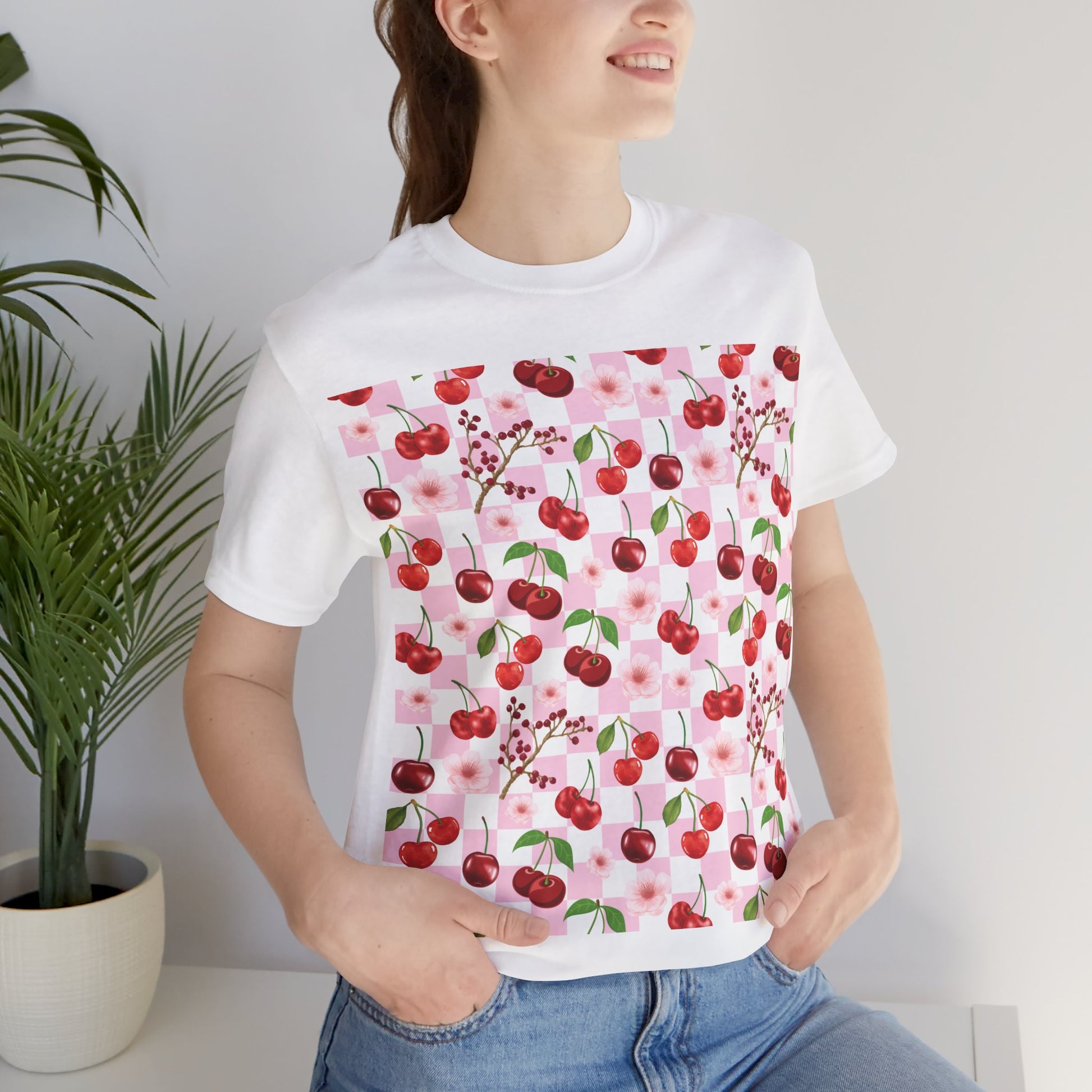 Classic Short Sleeve T - Shirt - T - Shirt - Cherry Checkerboard - Kristine Celestine