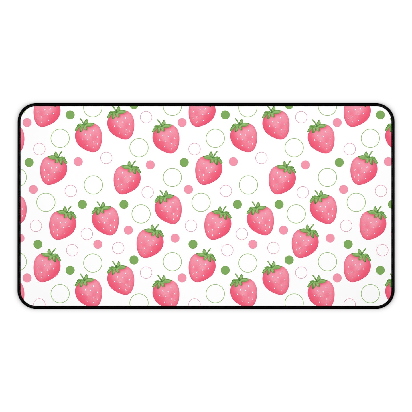 Pink Strawberry Bubbles Desk Mat Computer Mat