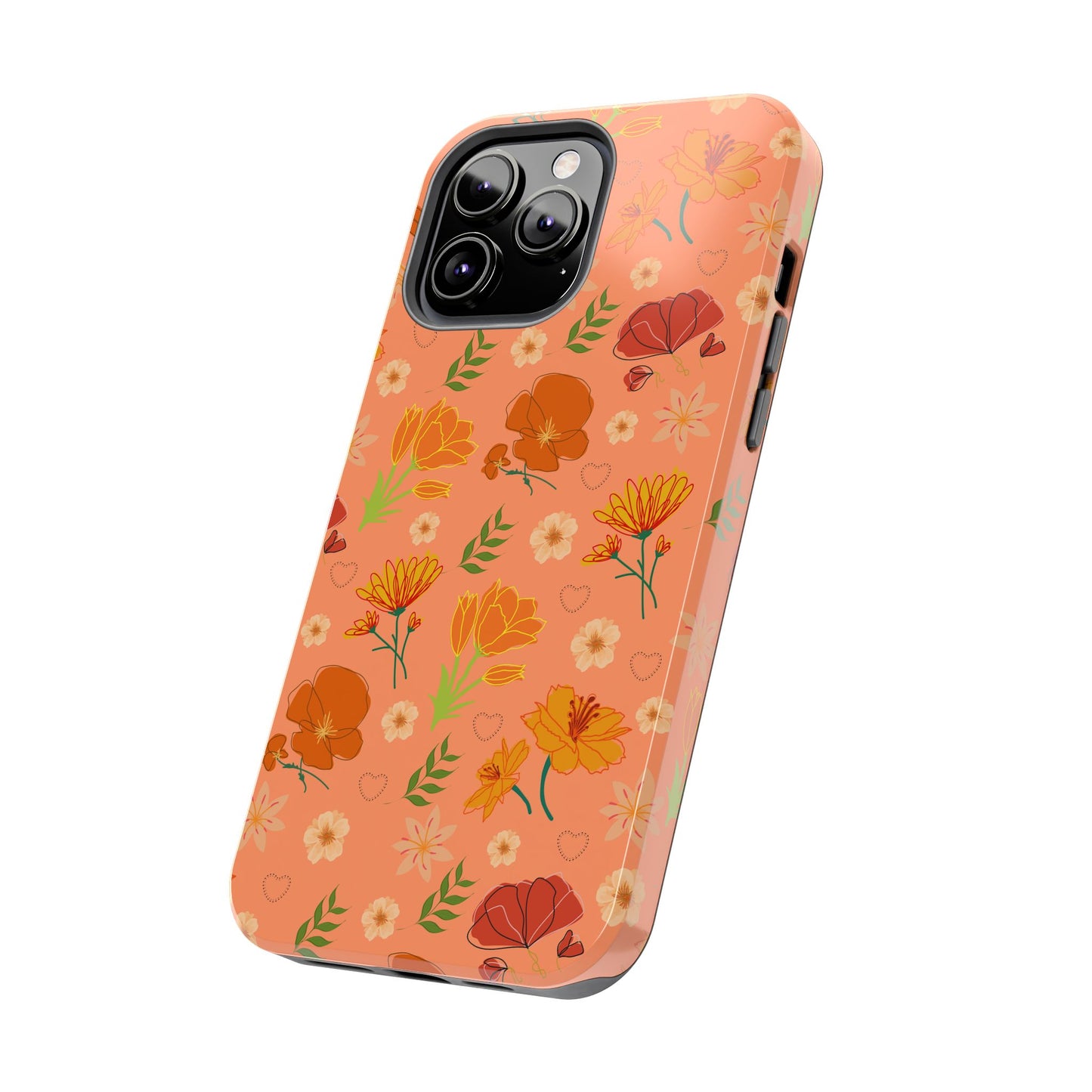 Coque de téléphone résistante Coral Peach Meadow pour iPhone et Samsung Galaxy