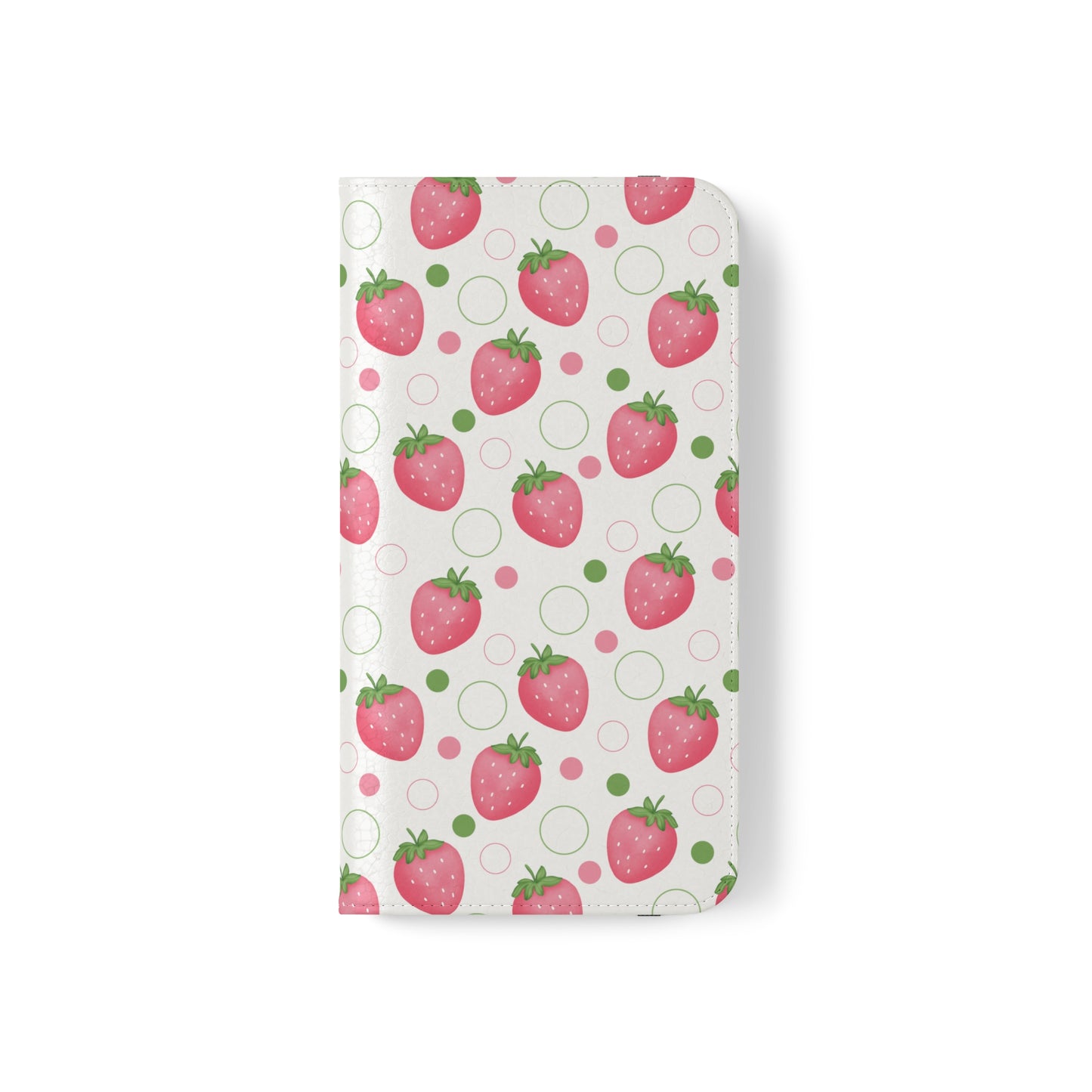 Pink Strawberry Bubbles Flip Phone Case Cover with Pockets - Phone Case - Kristine Celestine