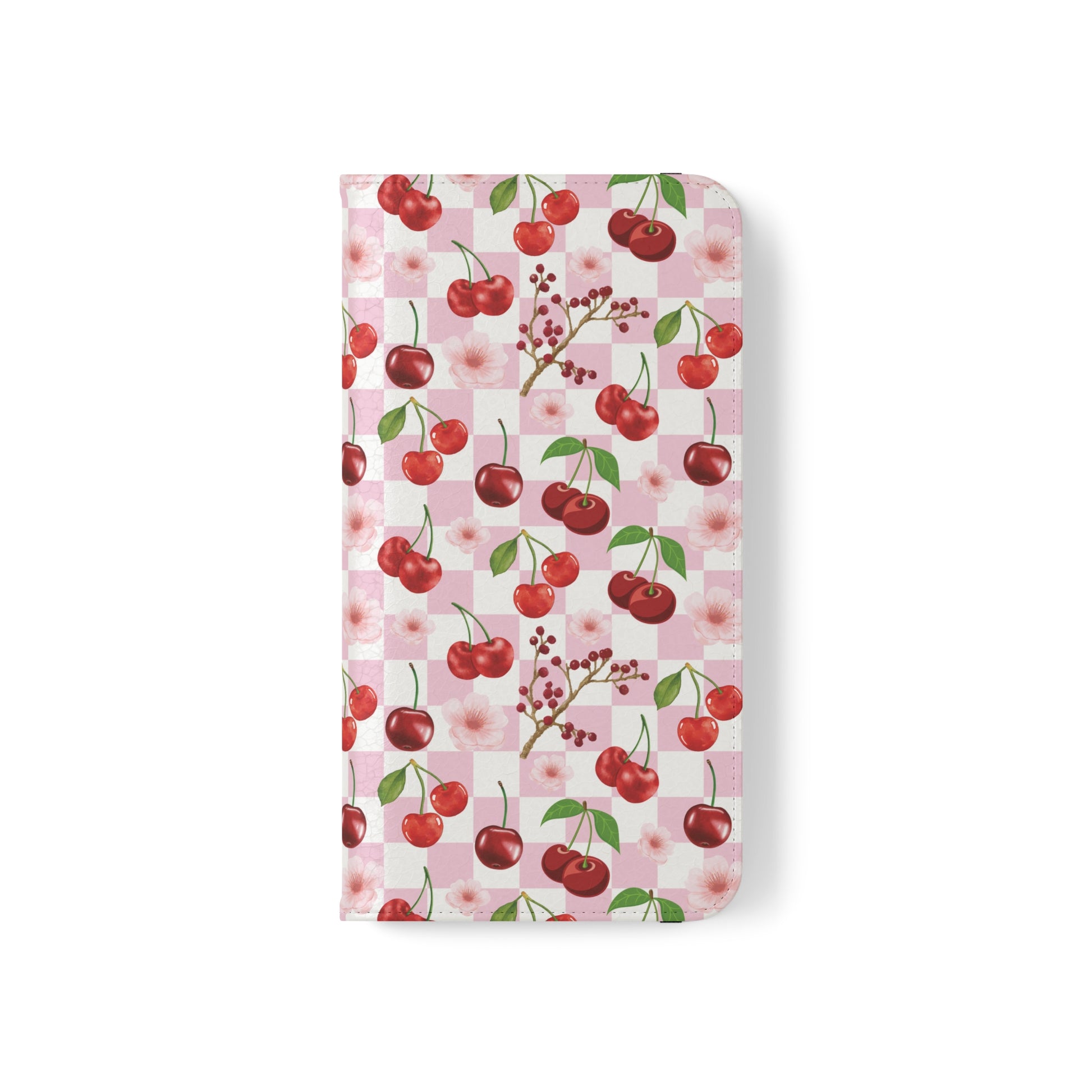 Cherry Checkerboard Flip Phone Case Cover with Pockets - Phone Case - Kristine Celestine