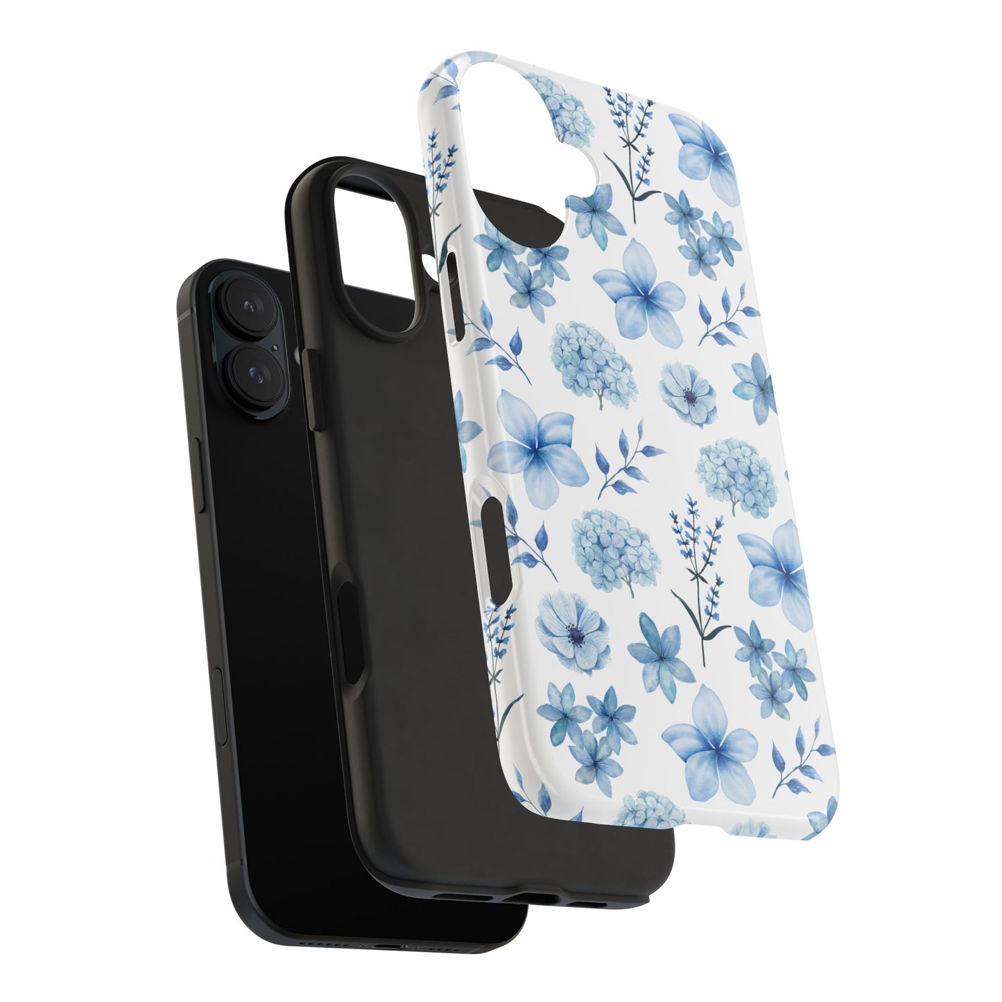 Snowy Blue Flowers Tough Phone Case for iPhone and Samsung Galaxy