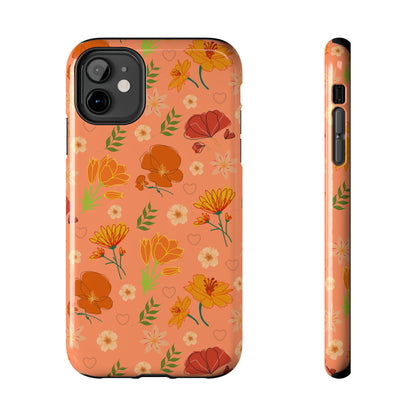 Coque de téléphone résistante Coral Peach Meadow pour iPhone et Samsung Galaxy