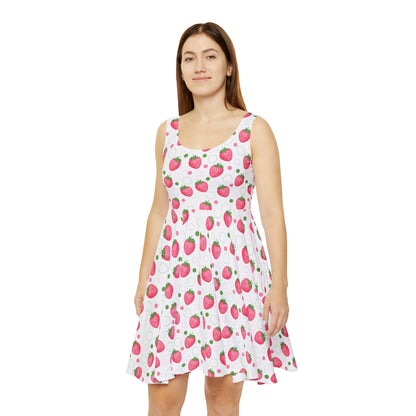 Pink Strawberry Bubbles Women's Skater Dress - Dress - Kristine Celestine