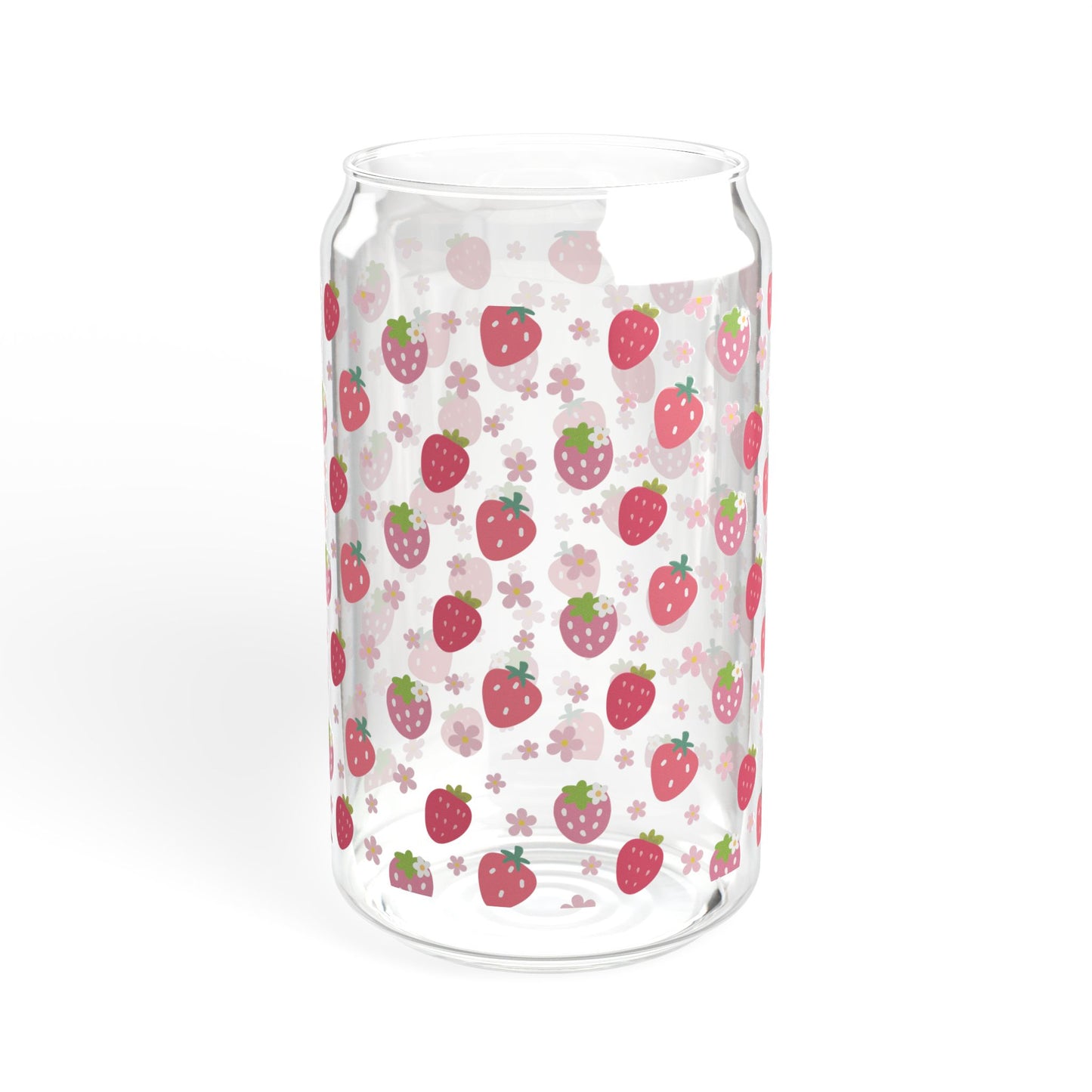 Strawberries and Daisies Sipper Glass 16 oz