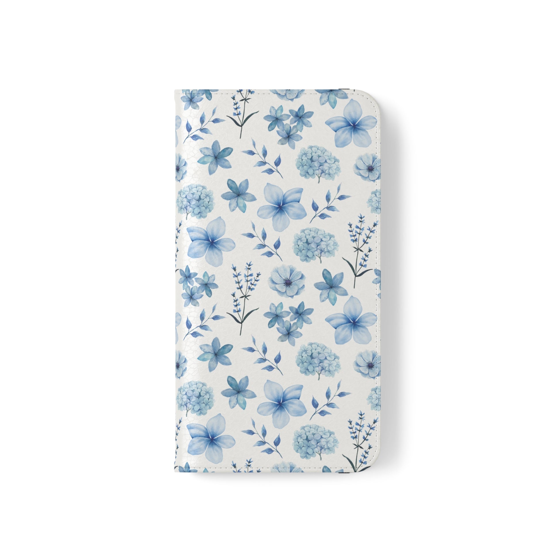 Snowy Blue Flowers Flip Phone Case Cover with Pockets - Phone Case - Kristine Celestine