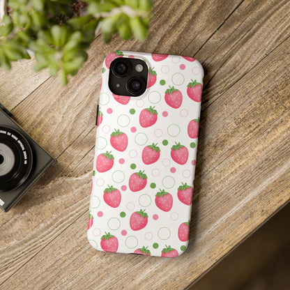 Pink Strawberry Bubbles Tough Phone Case for iPhone and Samsung Galaxy