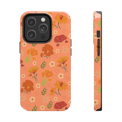 Coque de téléphone résistante Coral Peach Meadow pour iPhone et Samsung Galaxy