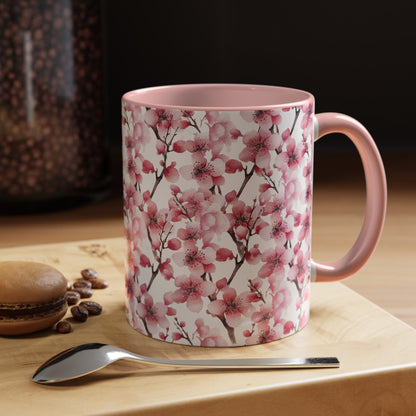 Pink Flower Lattice Accent Mug (vD) - Mug - Kristine Celestine