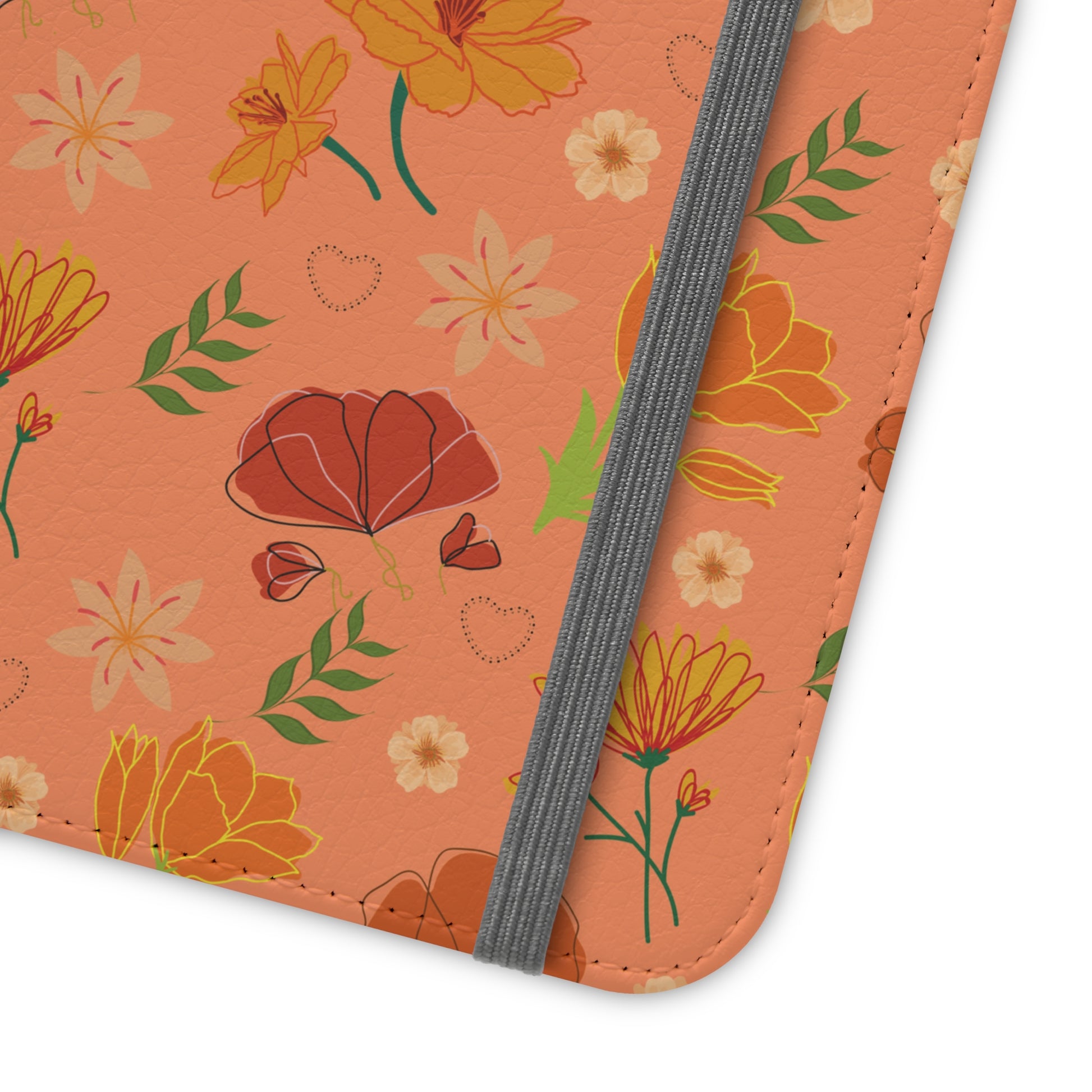 Coral Peach Meadow Flip Phone Case Cover with Pockets - Phone Case - Kristine Celestine