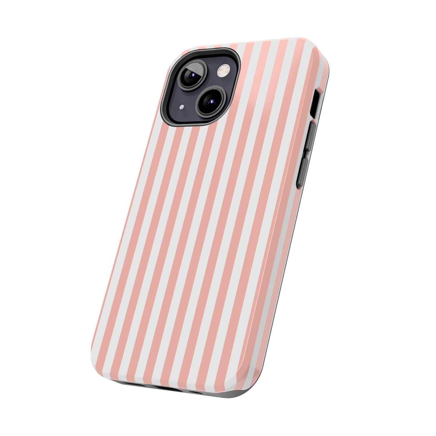 Coral Pink Stripes Tough Phone Case for iPhone and Samsung Galaxy