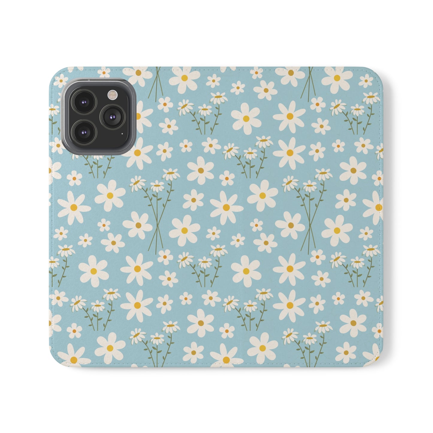 Sky Blue Daisy Flip Phone Case Cover with Pockets - Phone Case - Kristine Celestine