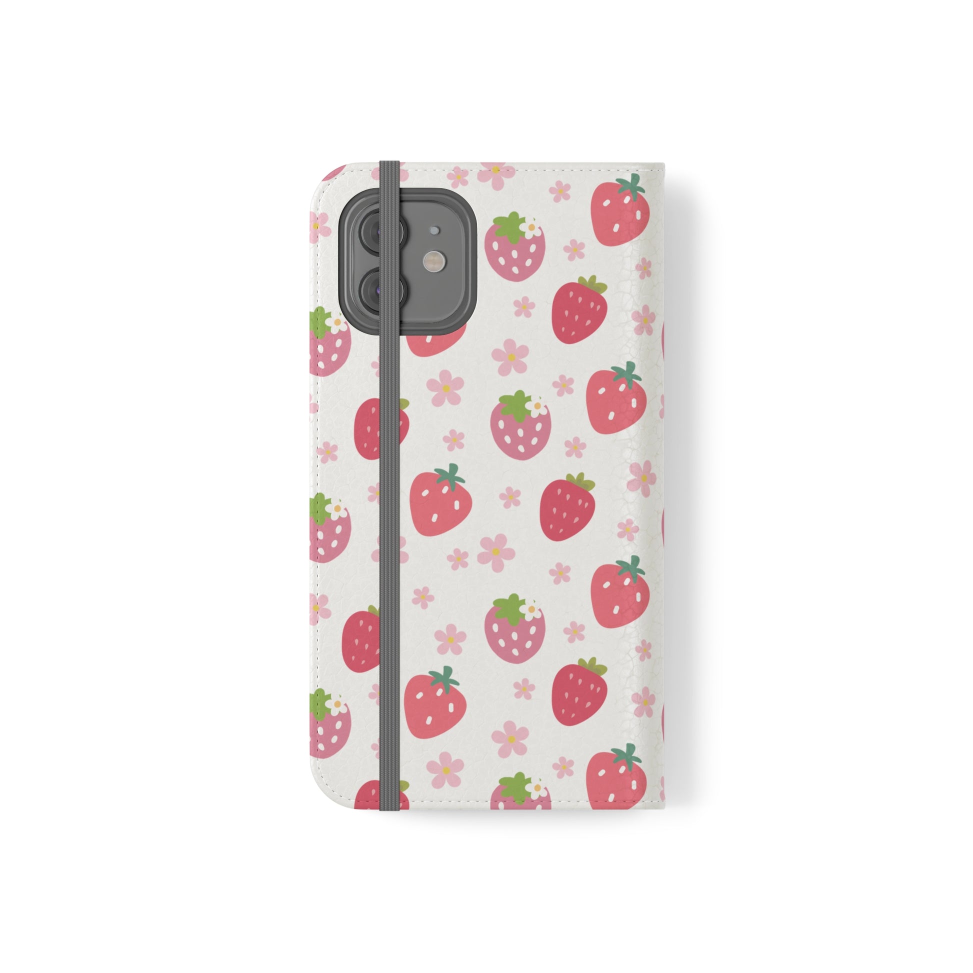 Strawberries and Daisies Flip Phone Case Cover with Pockets - Phone Case - Kristine Celestine