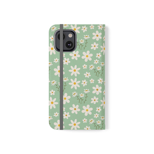 Mint Daisy Delight Flip Phone Case Cover with Pockets - Phone Case - Kristine Celestine