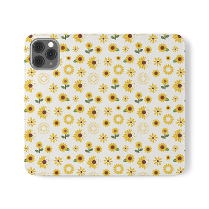 Sunflower Burst Flip Phone Case Cover with Pockets - Phone Case - Kristine Celestine