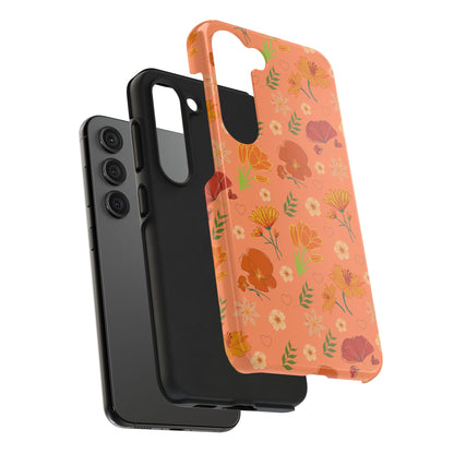 Coque de téléphone résistante Coral Peach Meadow pour iPhone et Samsung Galaxy