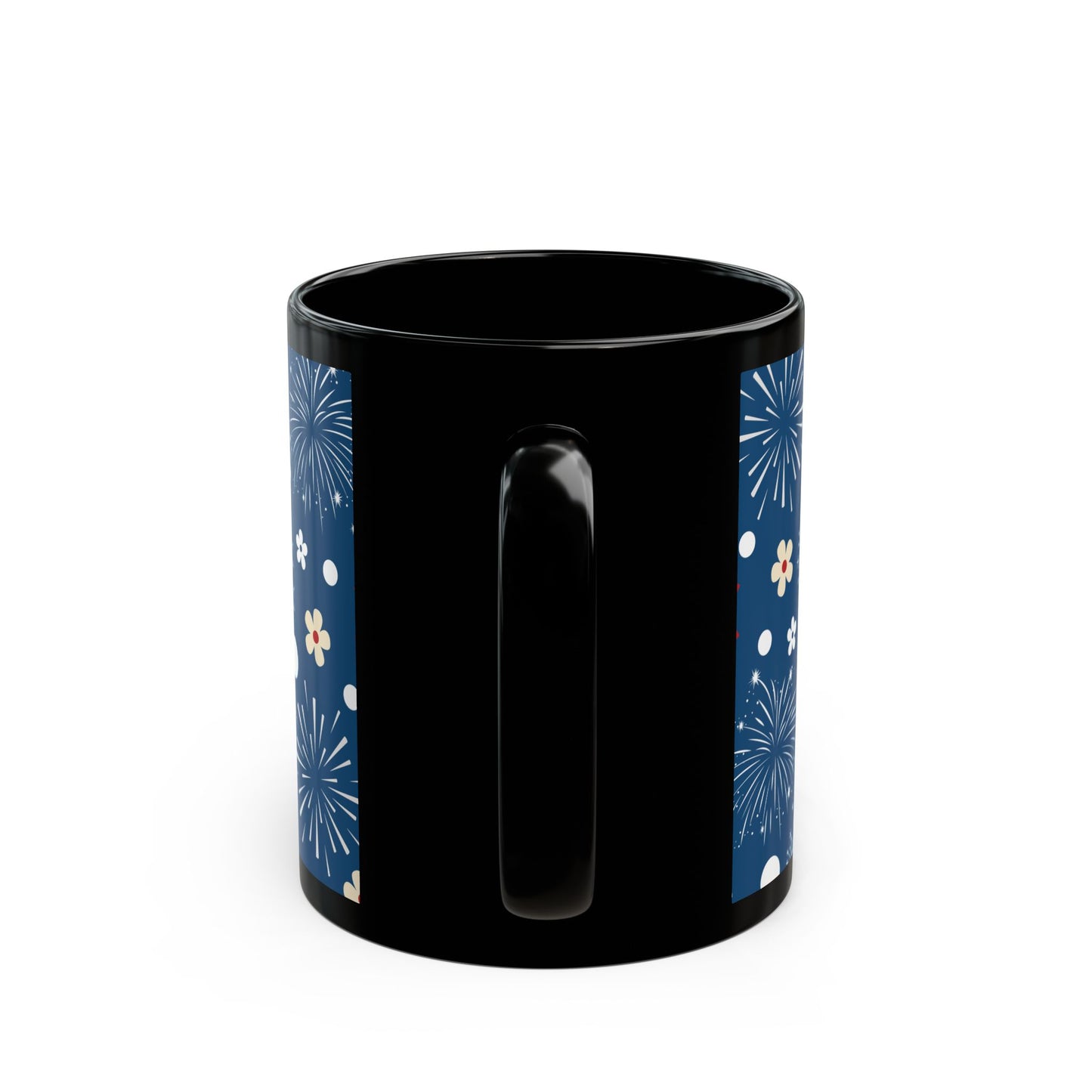 USA Daisy Fireworks Black Mug Cool Summer Coffee Mug Tea Cup Spring Ceramic Mug