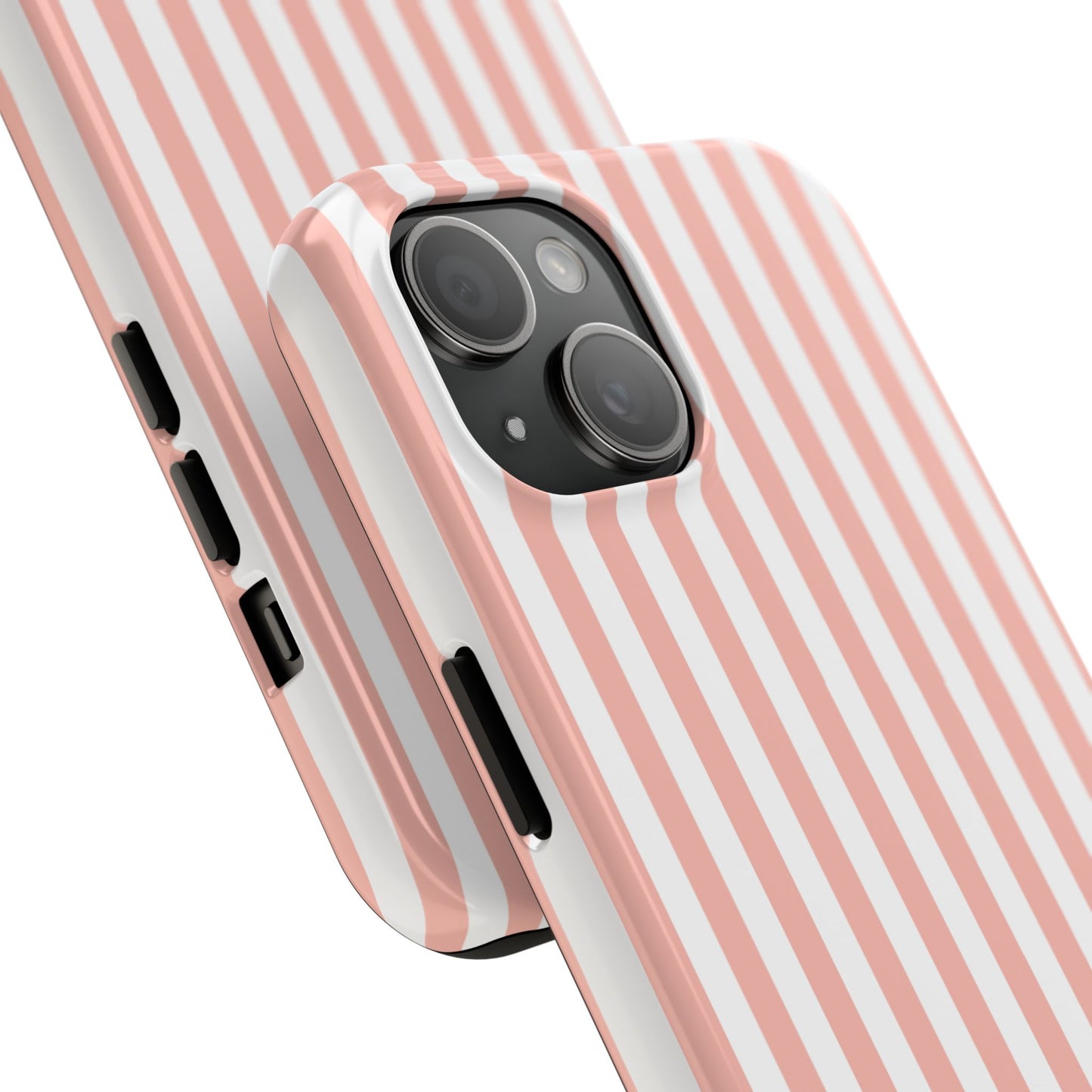 Coral Pink Stripes Tough Phone Case for iPhone and Samsung Galaxy