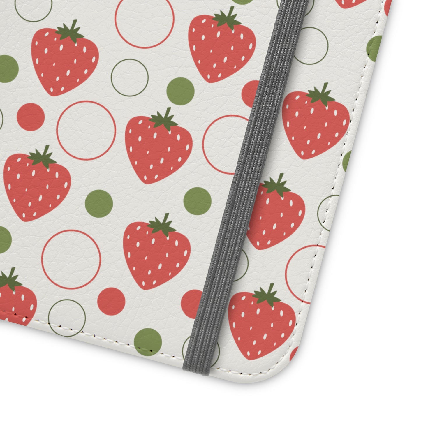 Red Strawberry Bubbles Flip Phone Case Cover with Pockets - Phone Case - Kristine Celestine