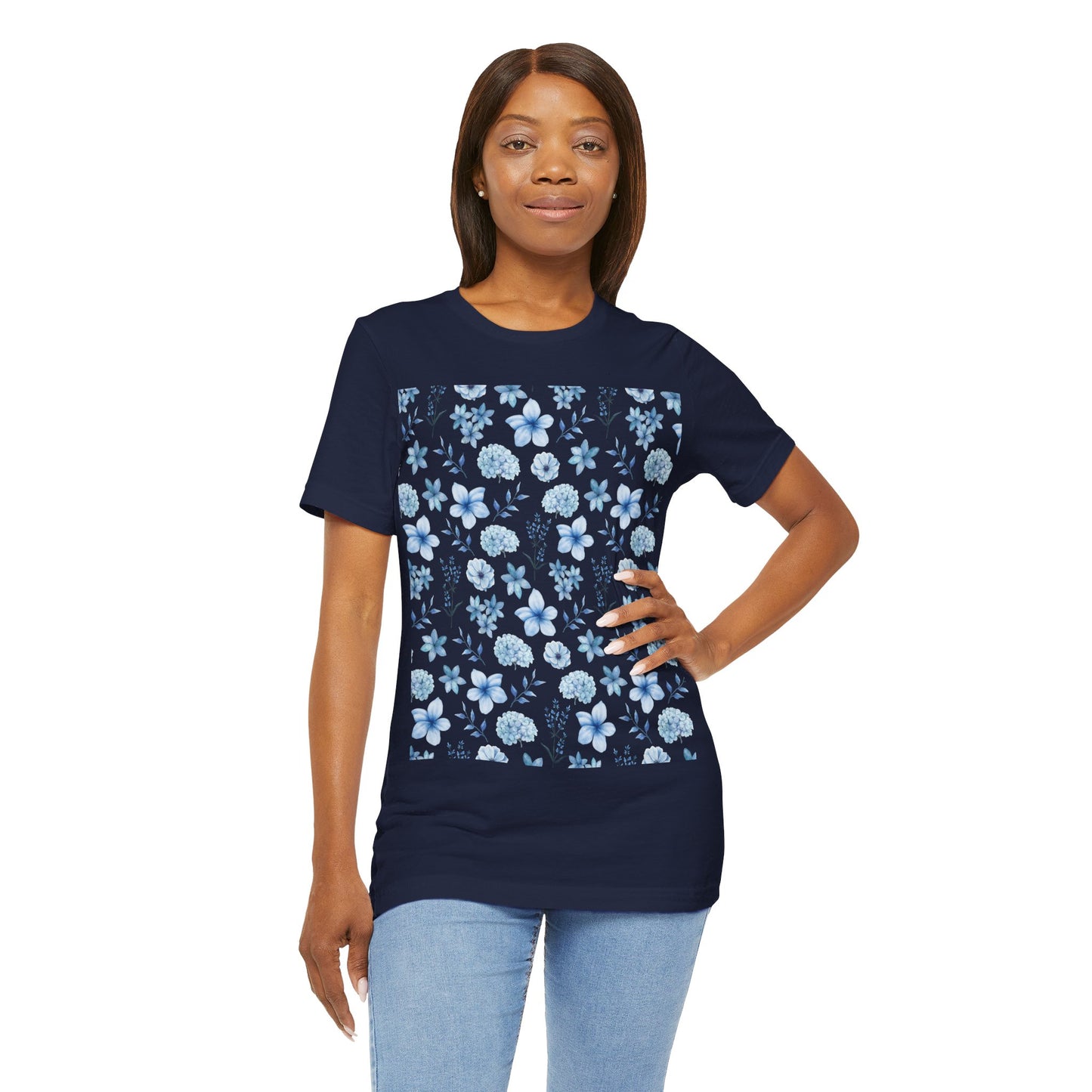 Snowy Blue Flowers T-Shirt