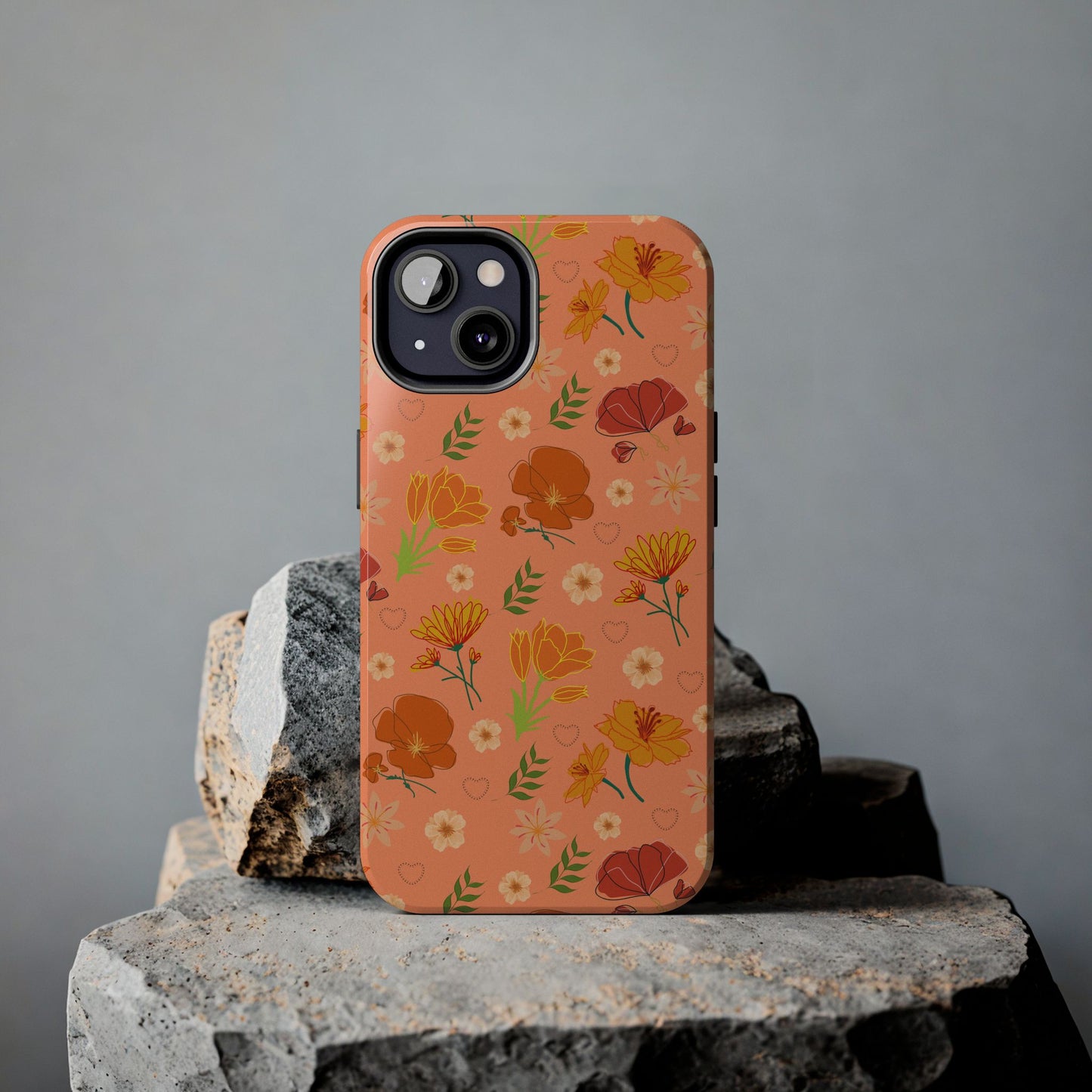 Coque de téléphone résistante Coral Peach Meadow pour iPhone et Samsung Galaxy