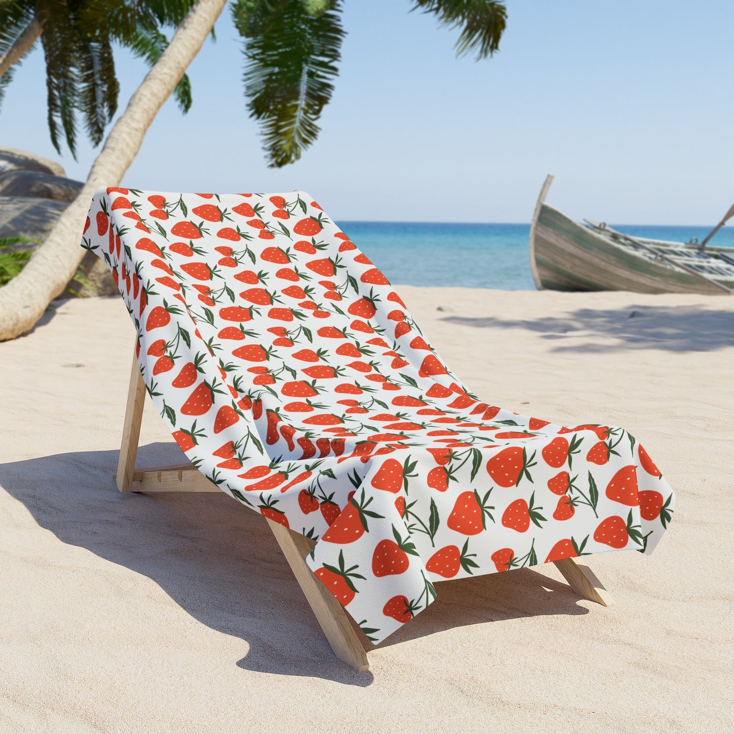 Tropical Strawberry Beach Towel