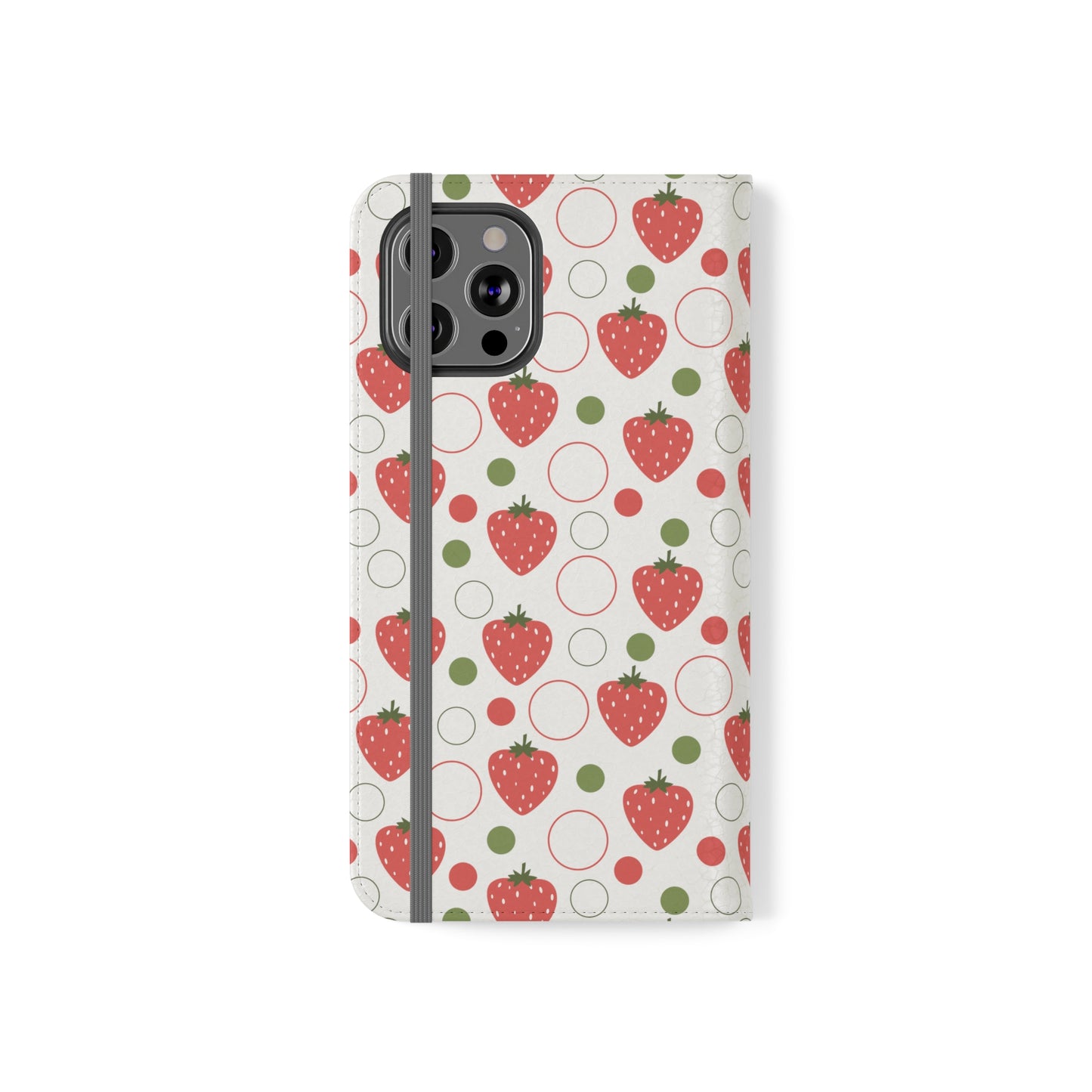 Red Strawberry Bubbles Flip Phone Case Cover with Pockets - Phone Case - Kristine Celestine