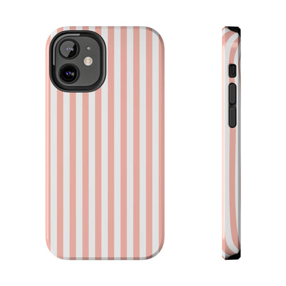 Coral Pink Stripes Tough Phone Case for iPhone and Samsung Galaxy