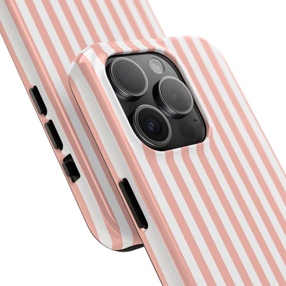 Coral Pink Stripes Tough Phone Case for iPhone and Samsung Galaxy