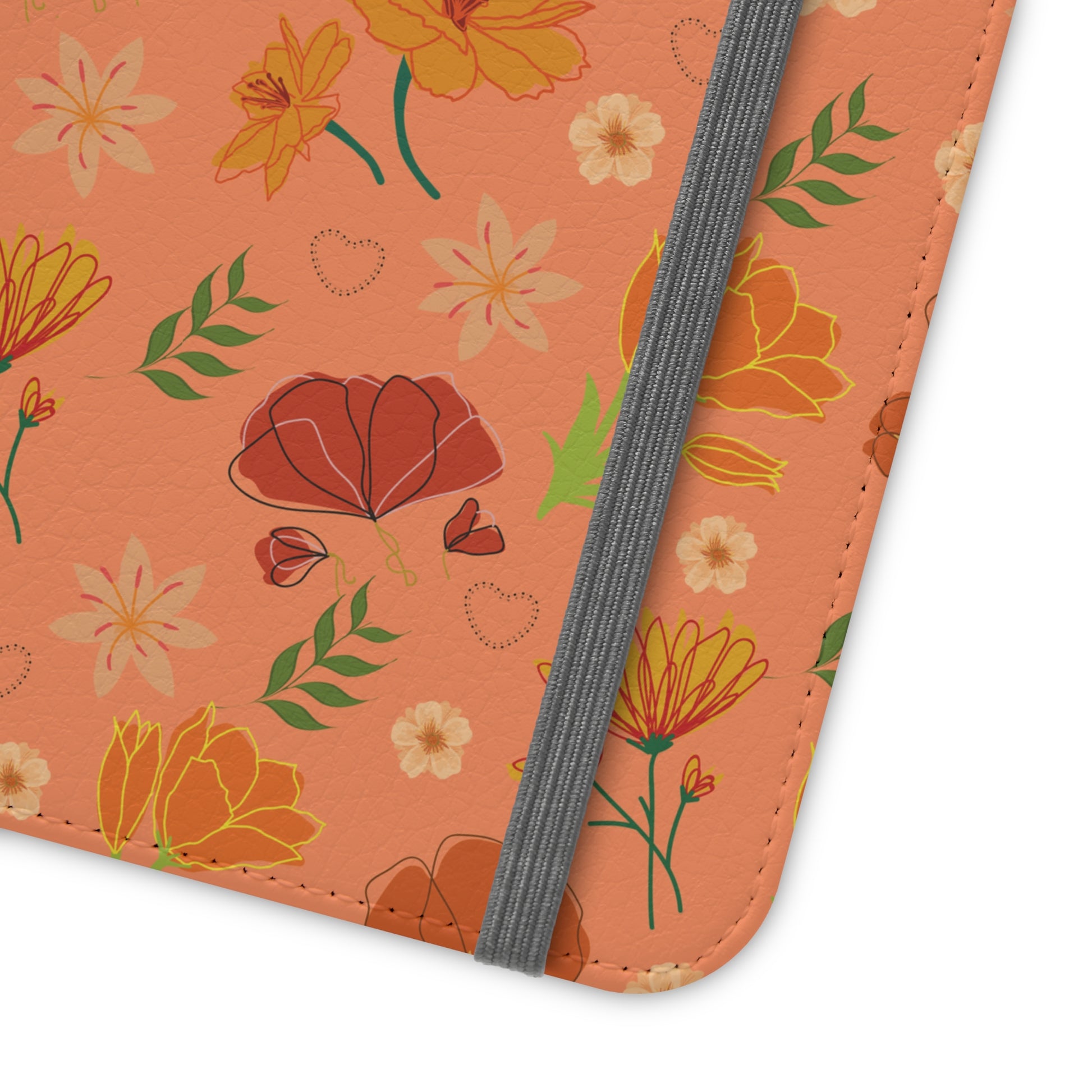 Coral Peach Meadow Flip Phone Case Cover with Pockets - Phone Case - Kristine Celestine