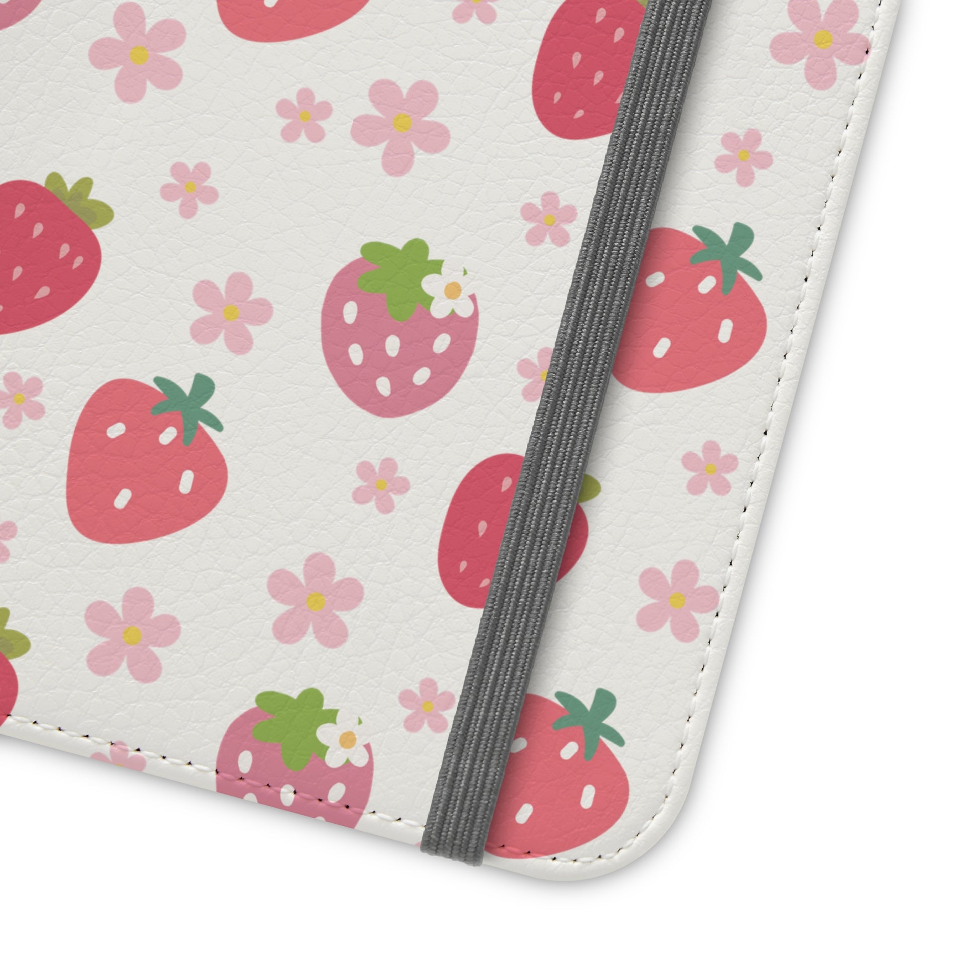 Strawberries and Daisies Flip Phone Case Cover with Pockets - Phone Case - Kristine Celestine