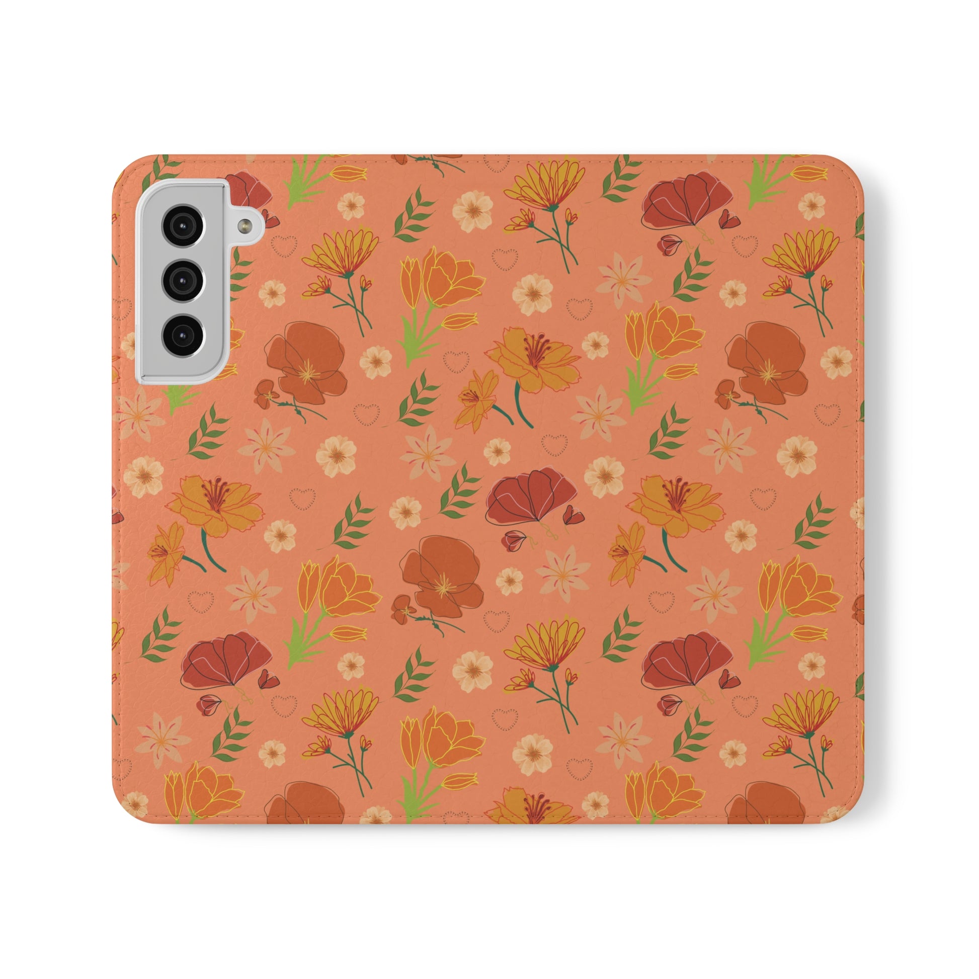 Coral Peach Meadow Flip Phone Case Cover with Pockets - Phone Case - Kristine Celestine