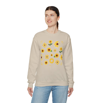 Sunflower Burst Crewneck Sweatshirt Yellow Flower Sweater Summer Sunny Floral Long Sleeve Sweatshirt - Sweatshirt - Kristine Celestine