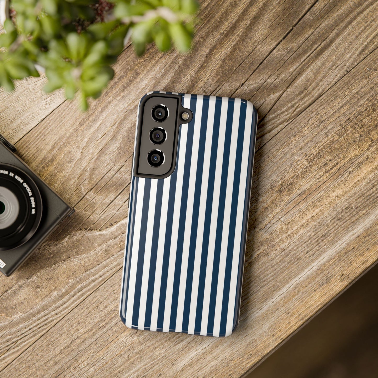 Navy Blue Stripes Tough Phone Case for iPhone and Samsung Galaxy