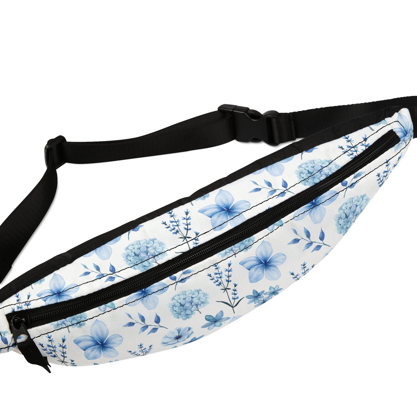 Snowy Blue Flowers Fanny Pack Belt Bag Fun Fanny Bag Waist Pack Bum Bag