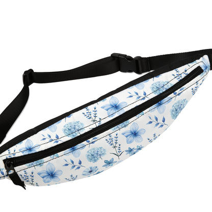 Snowy Blue Flowers Fanny Pack Belt Bag Fun Fanny Bag Waist Pack Bum Bag