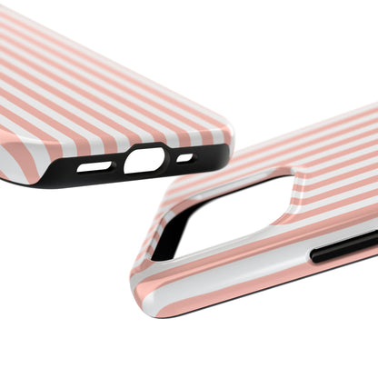 Coral Pink Stripes Tough Phone Case for iPhone and Samsung Galaxy