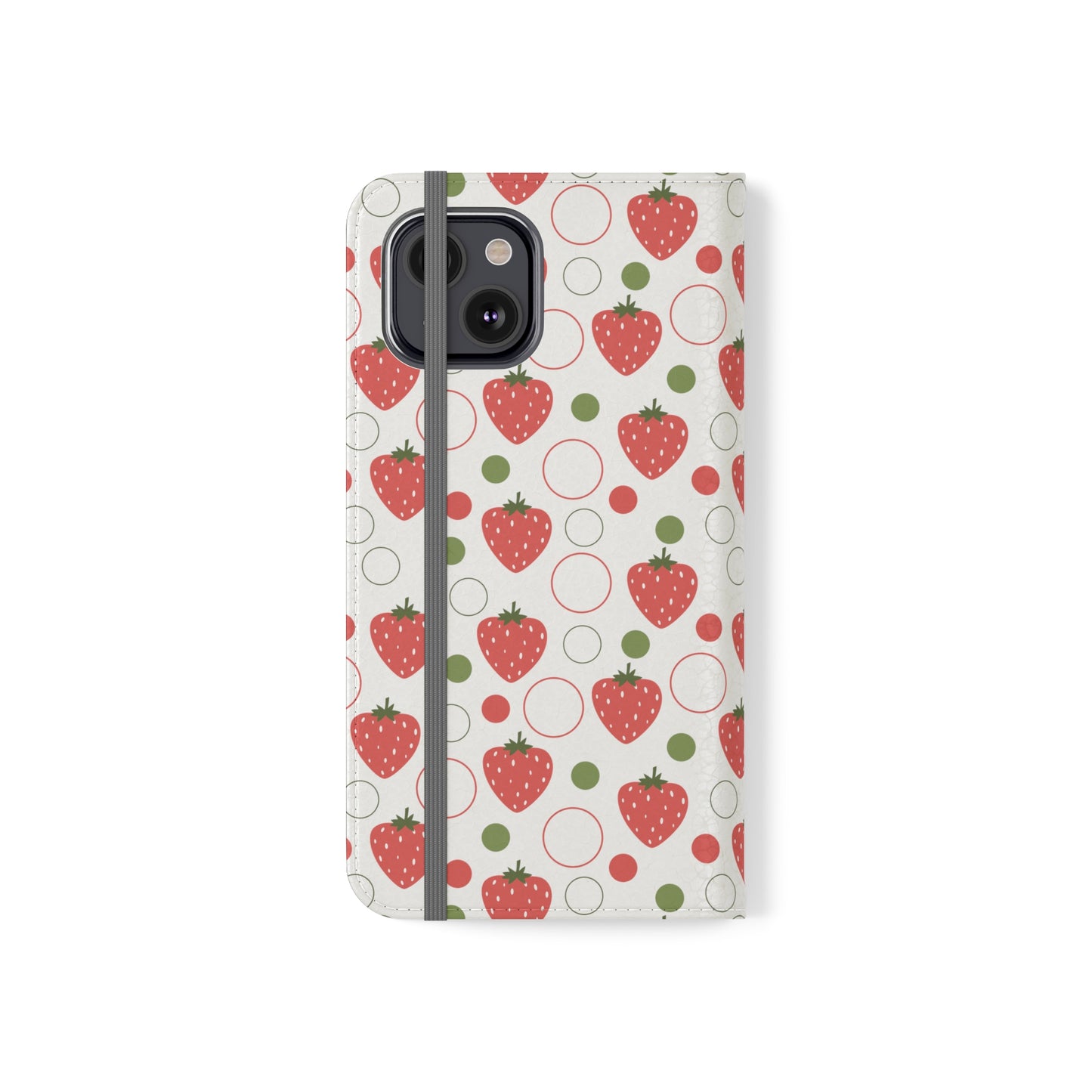 Red Strawberry Bubbles Flip Phone Case Cover with Pockets - Phone Case - Kristine Celestine