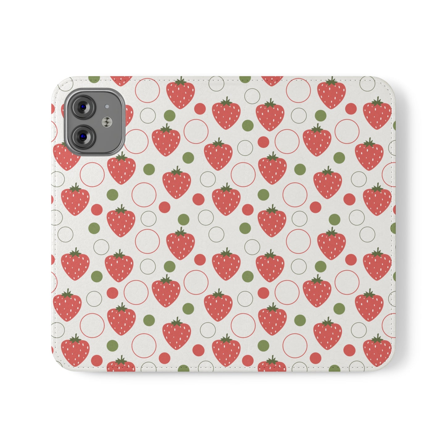 Red Strawberry Bubbles Flip Phone Case Cover with Pockets - Phone Case - Kristine Celestine